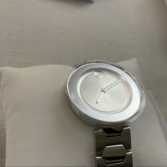 Movado Bold Silver Stainless Steel Watch Rose Gold Dial Quartz 3600381 Gift Box - Picture 6 of 16